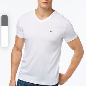 Lacoste Men's White V Neck T Shirt Size 5